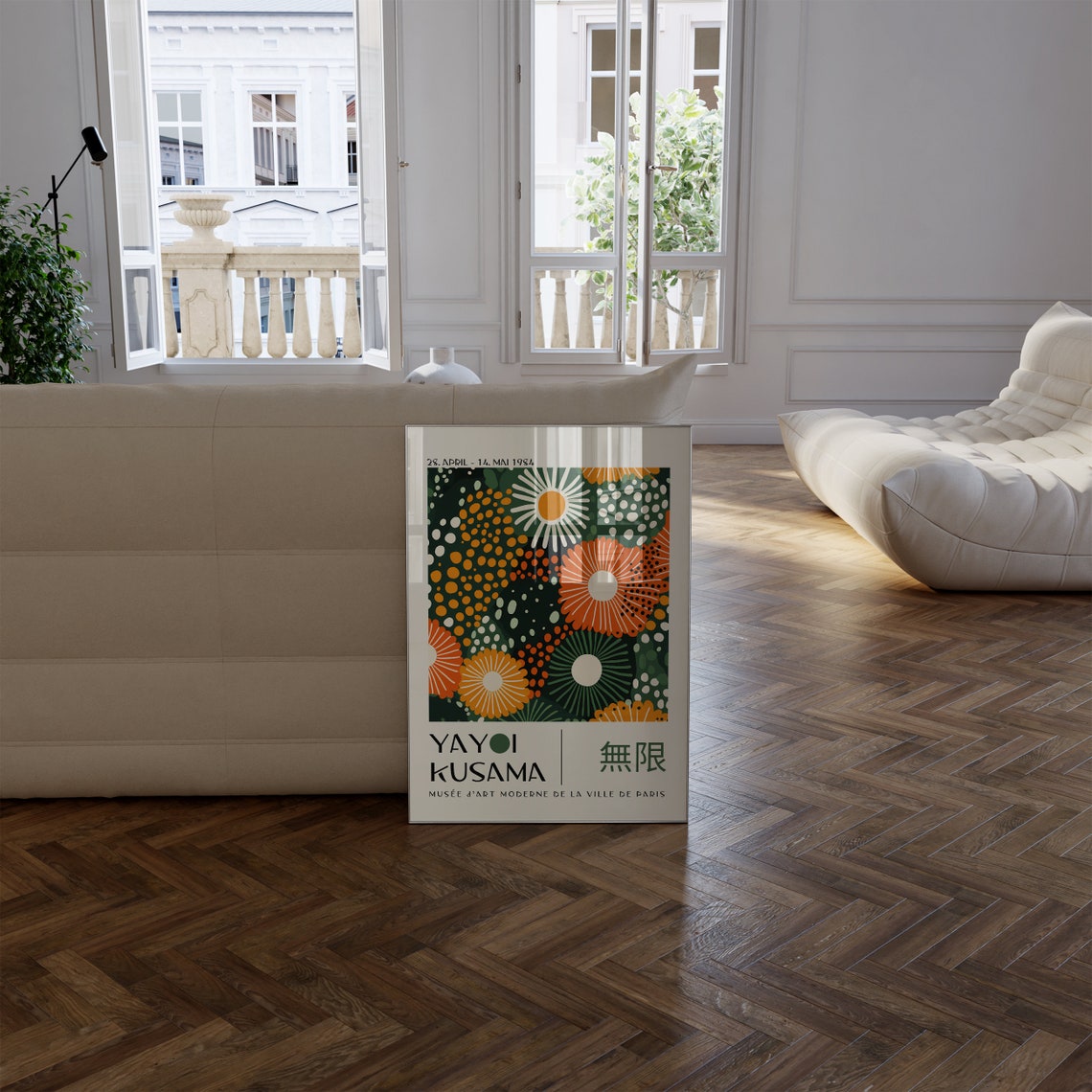 Yayoi Kusama Orange Green Flowers 1984 Paris Museum Poster Art - Image 2
