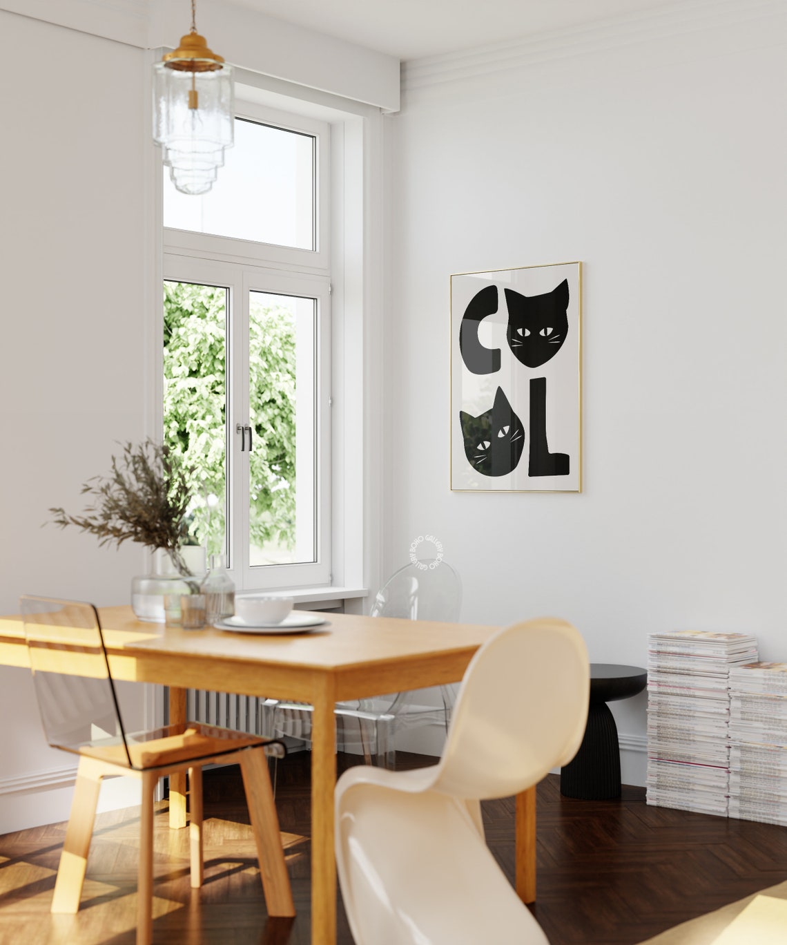 Cool Black Cat Faces Typography Poster Funny Minimal Feline Decor - Image 2