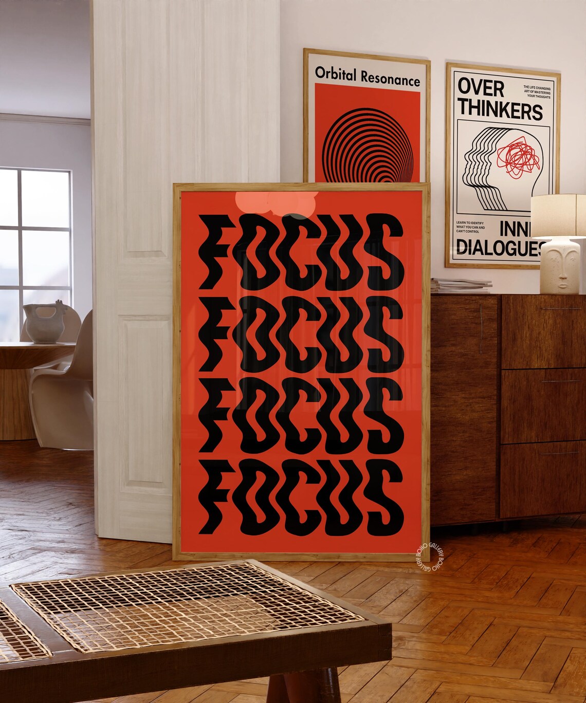 Focus Wavy Retro Typography, Bauhaus Style Poster