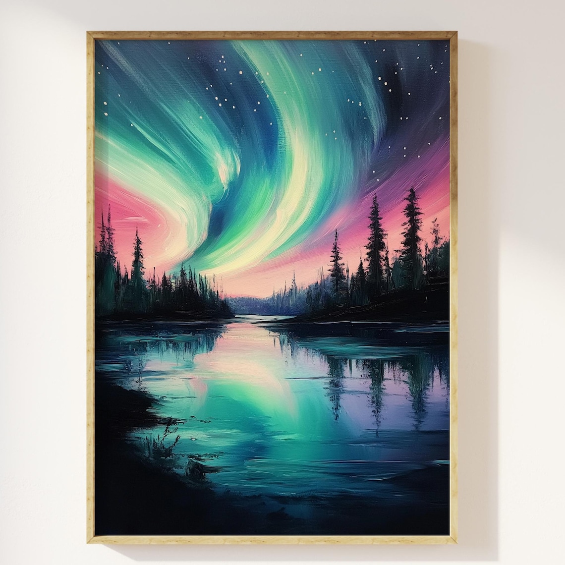 Northern Lights Art Print, Celestial Nature Scene