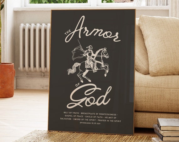 Armor Of God Vintage Christian Fathers Day Gift Christian Wall Art Bible Verse Poster Artwork Jesus Art Quotes