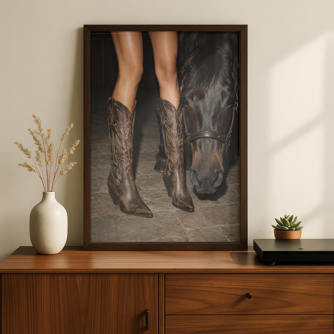Cowgirl Boots Horse Western Glam Rustic Art Print