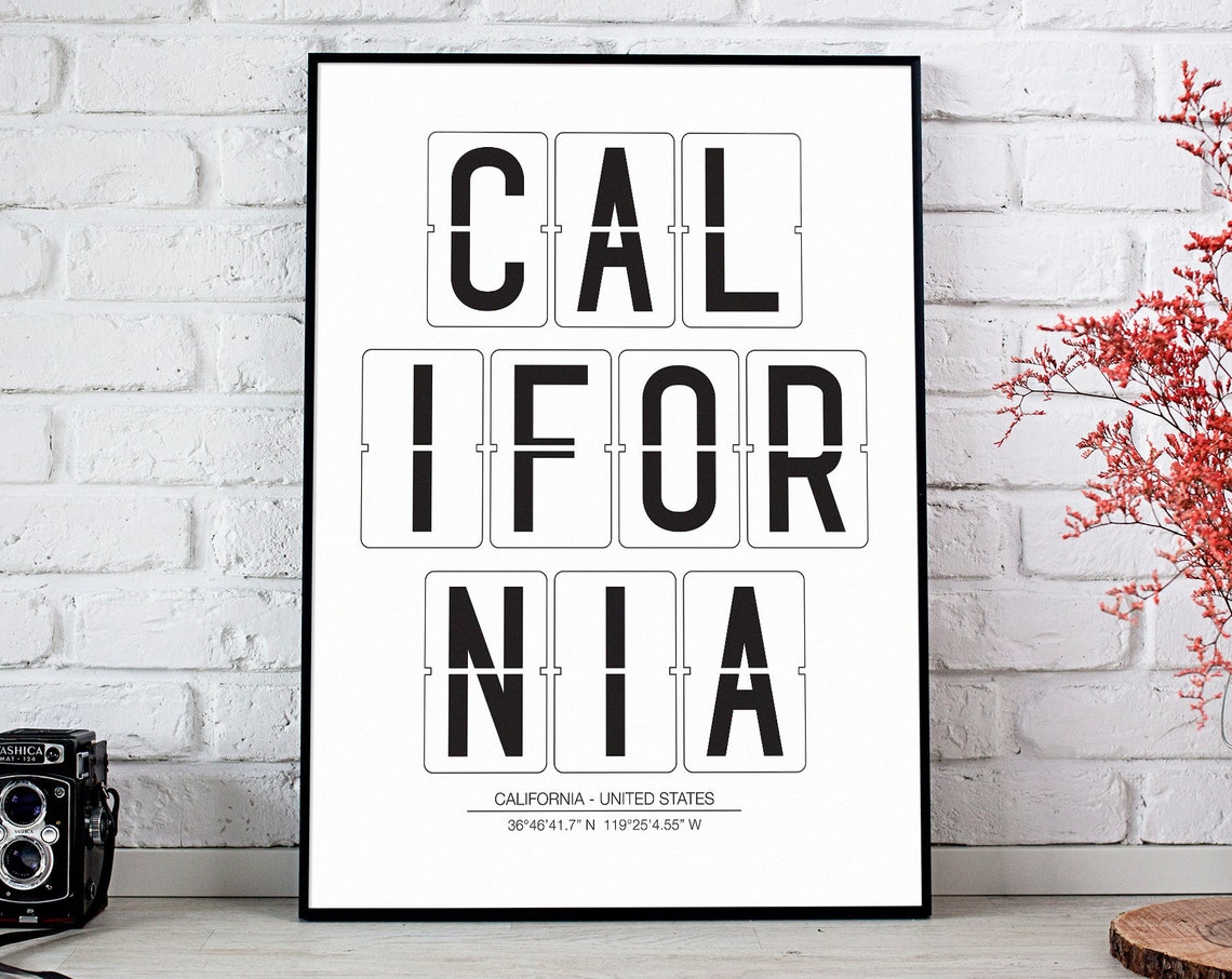 California Split Flap Departure Board Coordinates State Decor Poster - Image 2