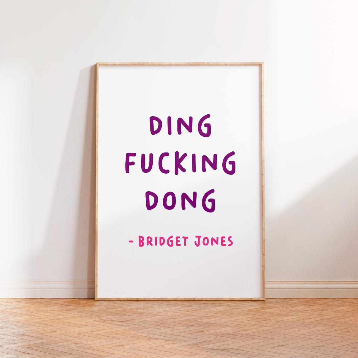 Ding Fucking Dong Bridget Jones Quote Poster on Blush Pink Background - Image 2
