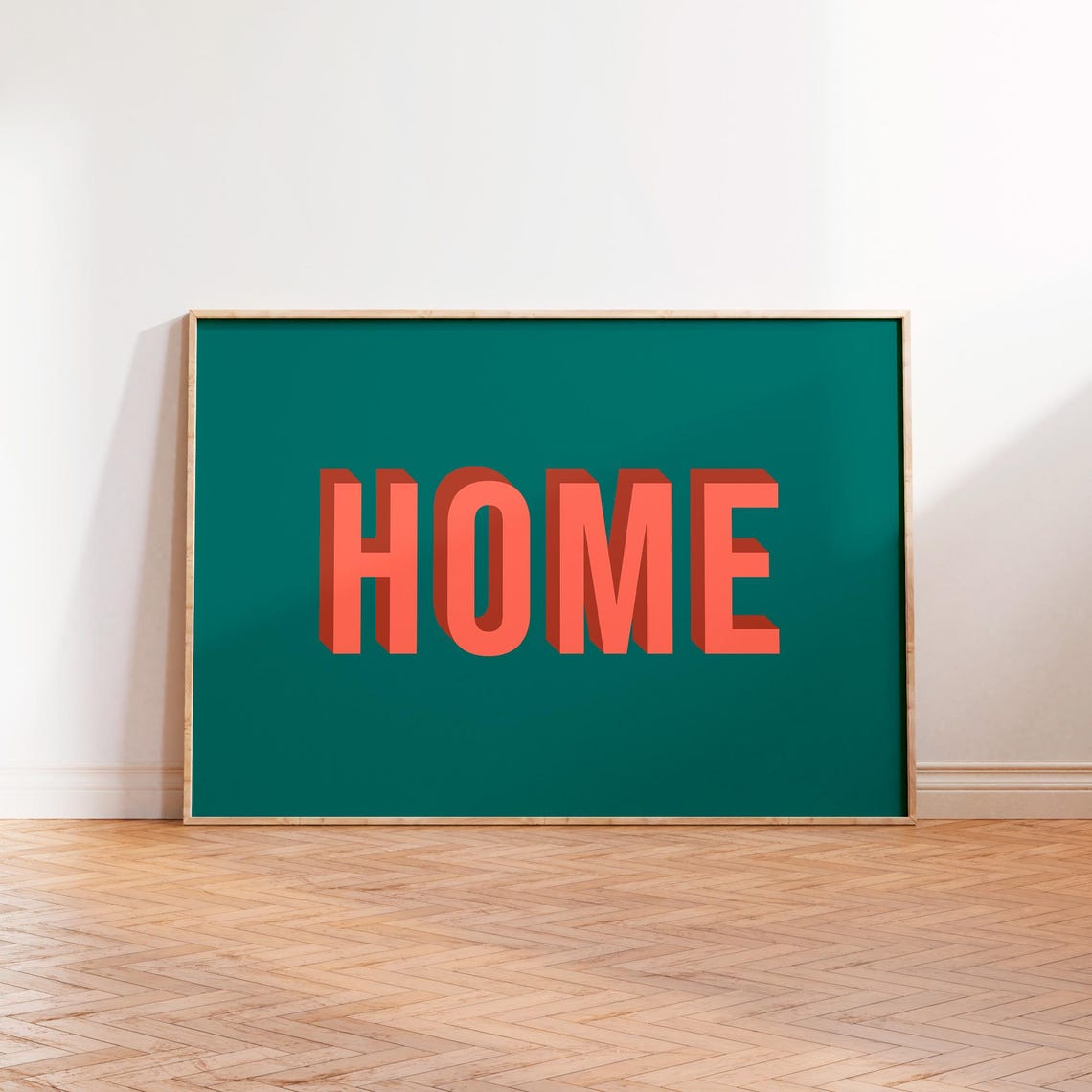Home Coral 3D Block Typography Poster Teal Bold Home Wall Decor - Image 2