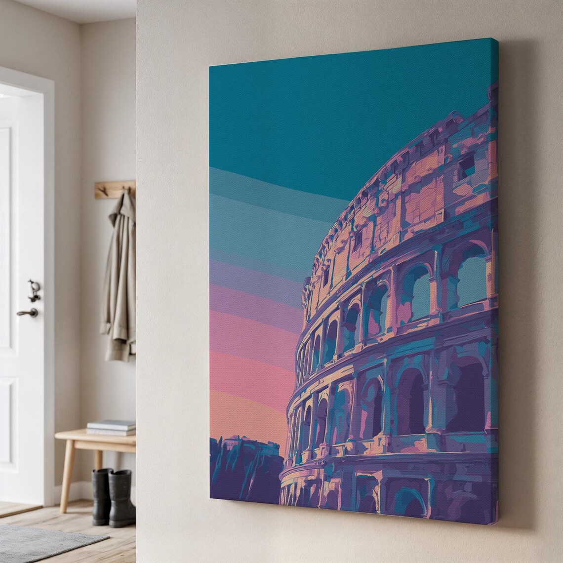 Pop Art Colosseum Rome Grand Retro Landmark Italian Travel Poster