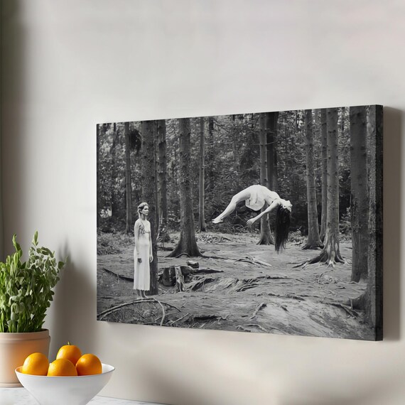 Rising Sorceress Woman Art Framed Canvas Wall Halloween Print Large Housewarming Gifts