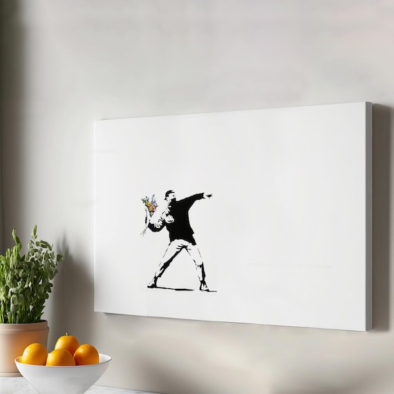 Banksy Flower Thrower Protest Stencil Street Art Canvas Print