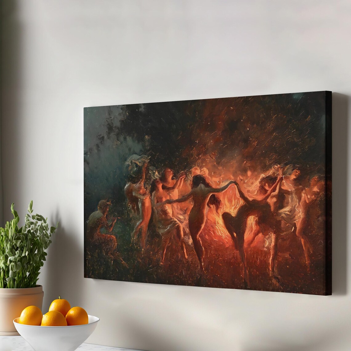 Women Dancing Around Fire, Shabbat Ceremony Art Print