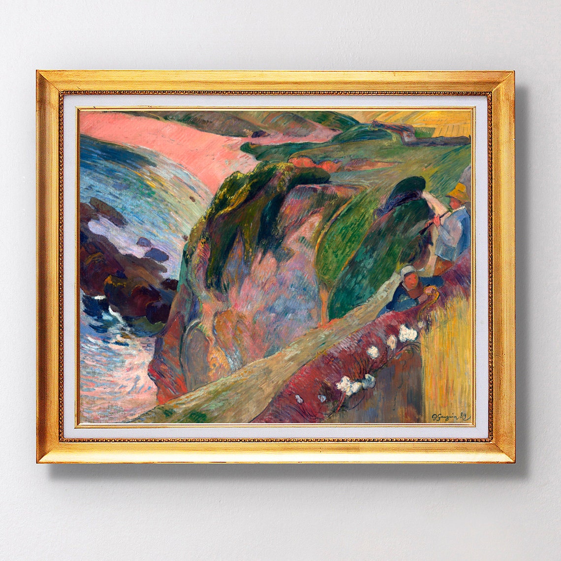 Paul Gauguin Breton Coastal Cliffs Figures Seascape Art Poster