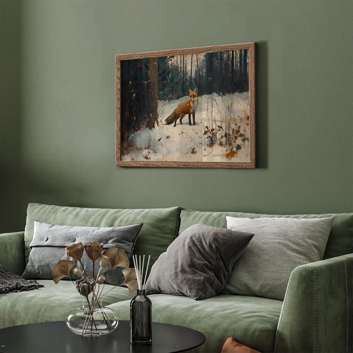 Vintage Fox In Snow Frame Tv Art Fox Oil Painting Winter Frame Tv Art Country Farmhouse Screensaver Woodland Animal - Image 5