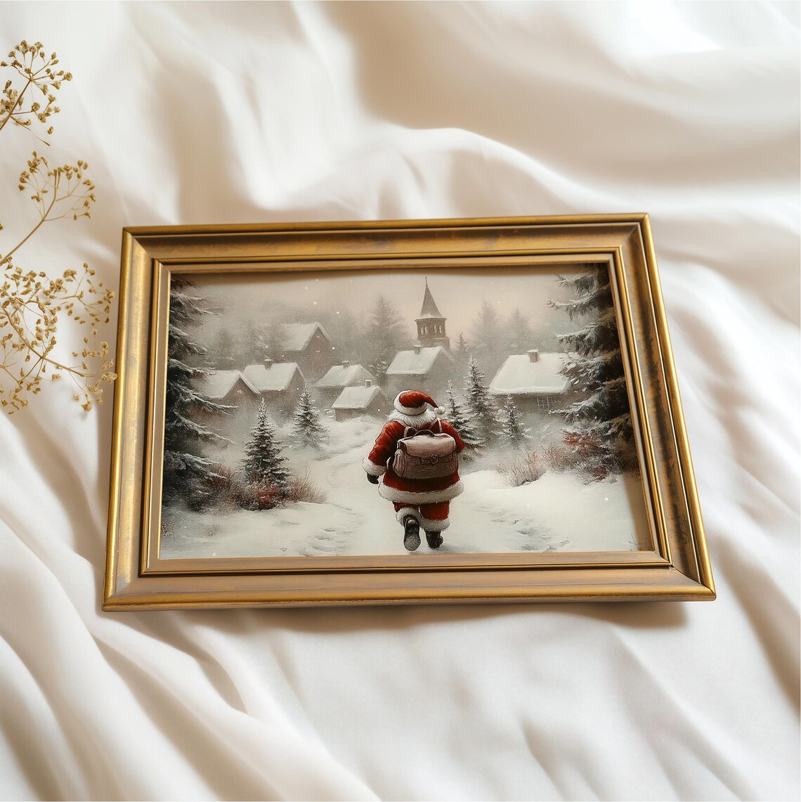Vintage Christmas Santa Claus Print Santa Claus Oil Painting Christmas Wall Decor Festive Wall Art Xmas Holiday Prints - Image 2