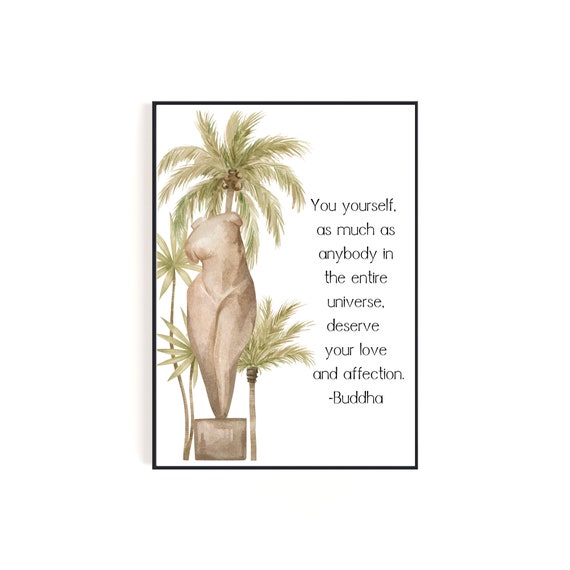Buddha Quote Self Love Motivational Quote With Statue Of Woman Wall Decor