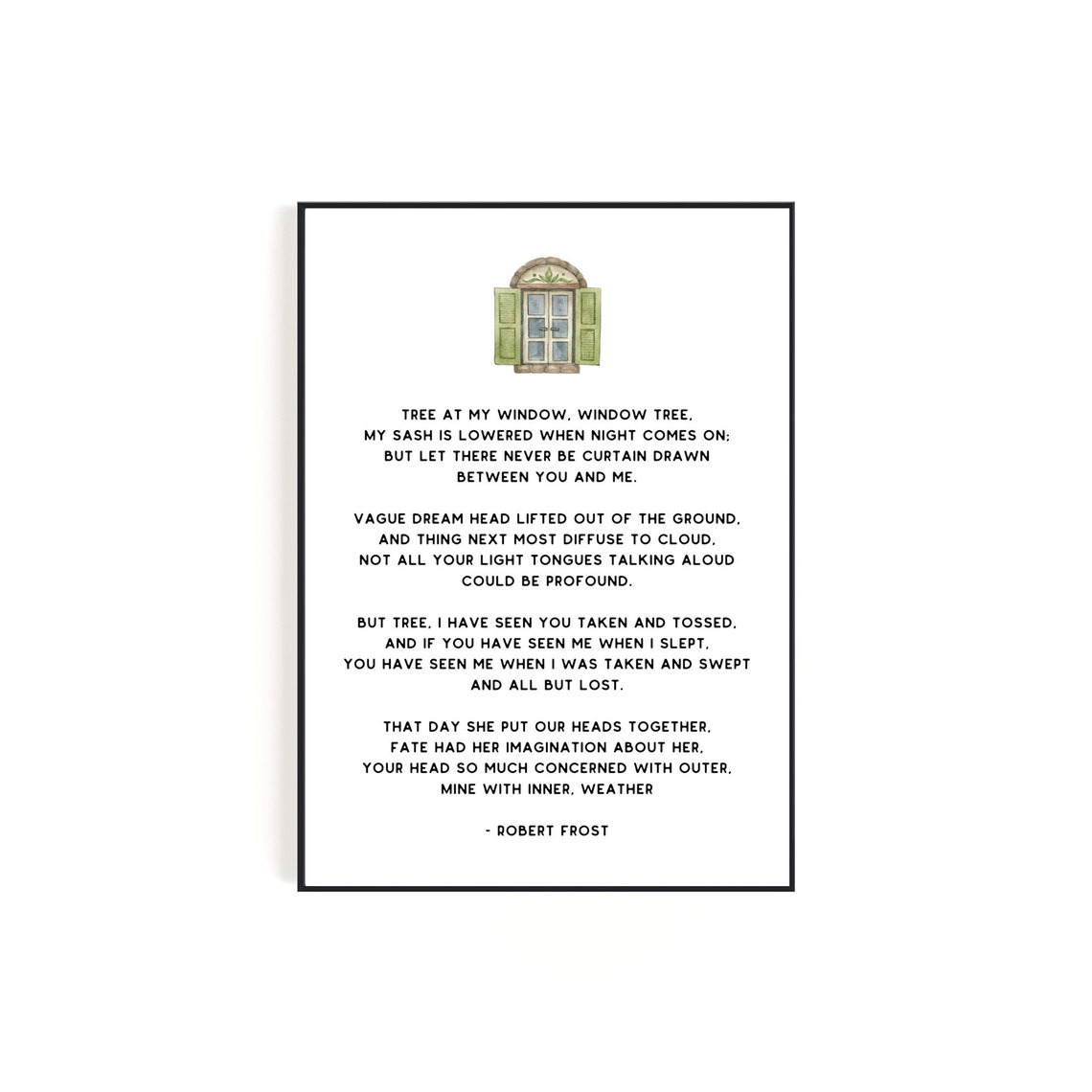 Robert Frost Poem Tree At My Window Wall Art