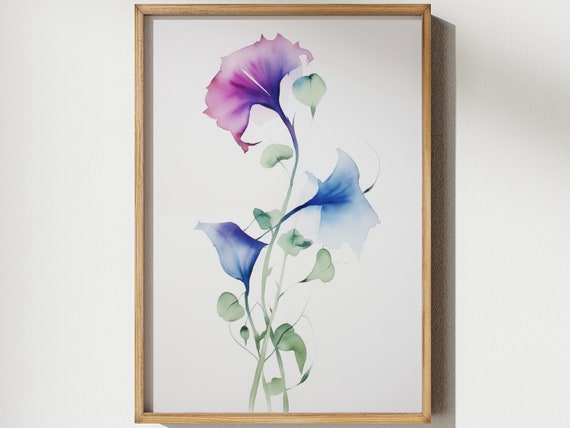 Morning Glory September Birth Flower Watercolor Art Print