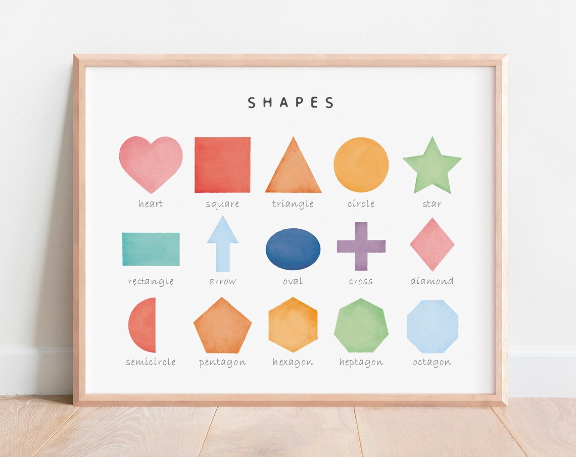 Rainbow Shapes Educational Nursery Poster Print