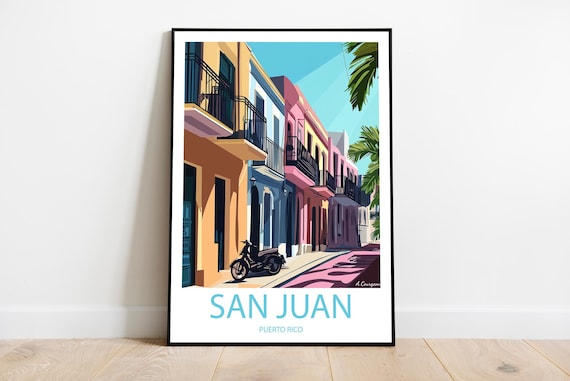 San Juan Puerto Rico Colorful Colonial Old Town Street Poster