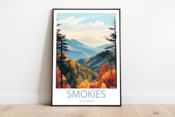 Poster Of Great Smoky Mountains Smokies United States Handmade Wall Art Modern Travel Framed Birthday Home Made Decor Gift