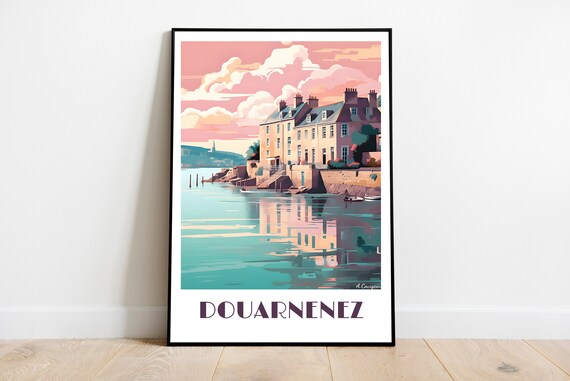 Handmade Douarnenez Travel Poster For Vintage Art Lovers Brittany Gift Wall Decoration Print Personalized Custom