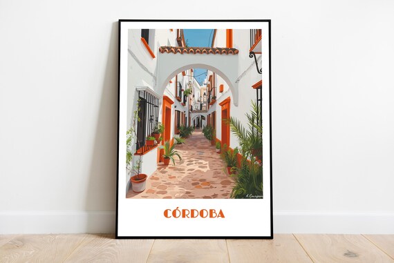 Crdoba Spain Handmade Poster Wall Art Modern Travel Framed Birthday Home Made Decor Gift Illustration Print Painting Custom Text