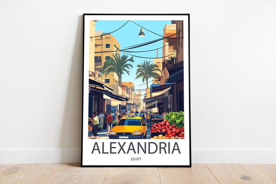 Handmade Poster Of Alexandria Egypt Wall Art Modern Travel Framed Birthday Home Made Decor Gift Vector Illustration Print Custom