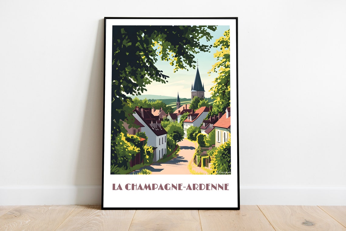Handmade Champagneardenne Poster Wall Art Modern Travel Framed Birthday Home Made Decor Gift Vector Illustration Print Custom