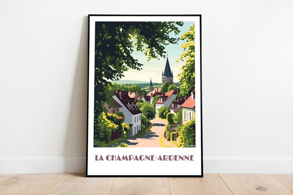 Handmade Champagneardenne Poster Wall Art Modern Travel Framed Birthday Home Made Decor Gift Vector Illustration Print Custom