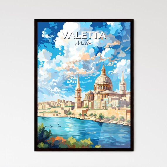 Valetta Malta Domed Basilica across the Sparkling Harbor Poster