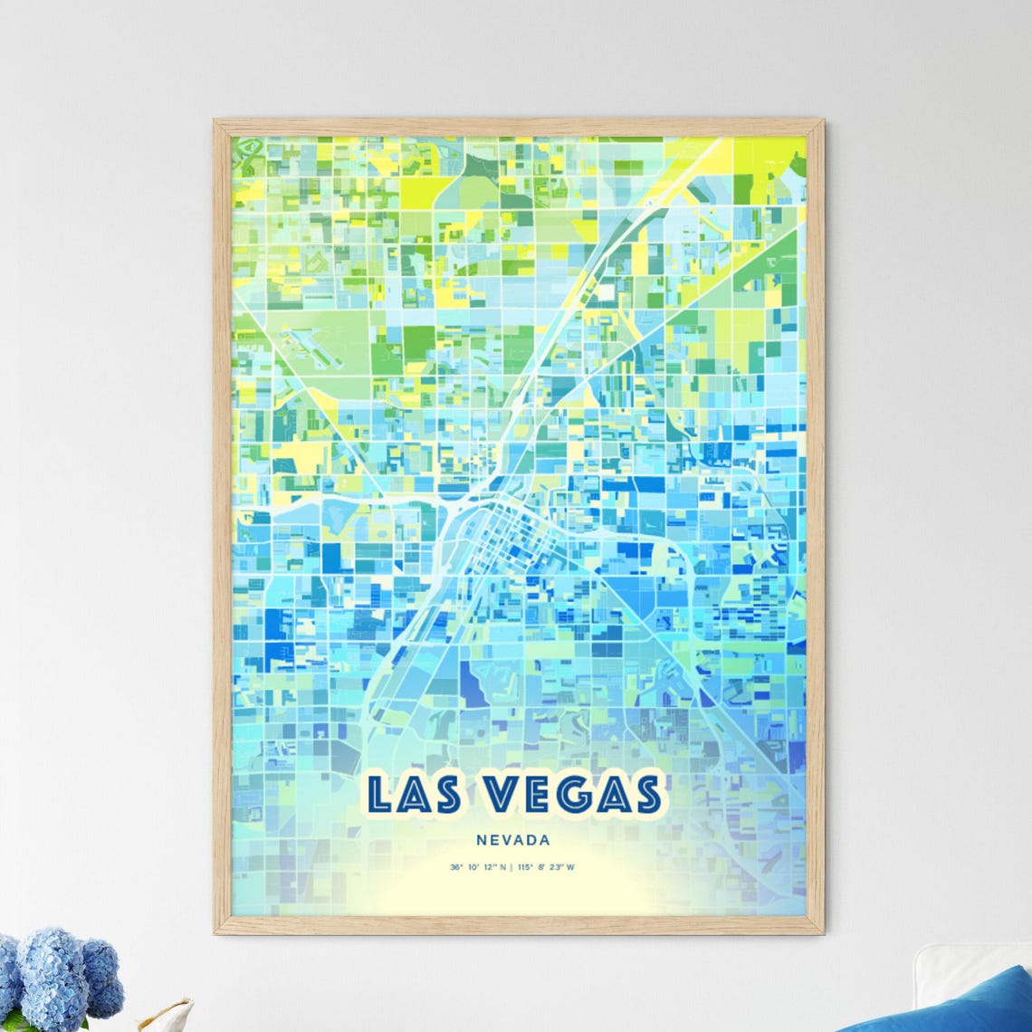 Las Vegas Nevada Vibrant Abstract Watercolor City Street Map Poster