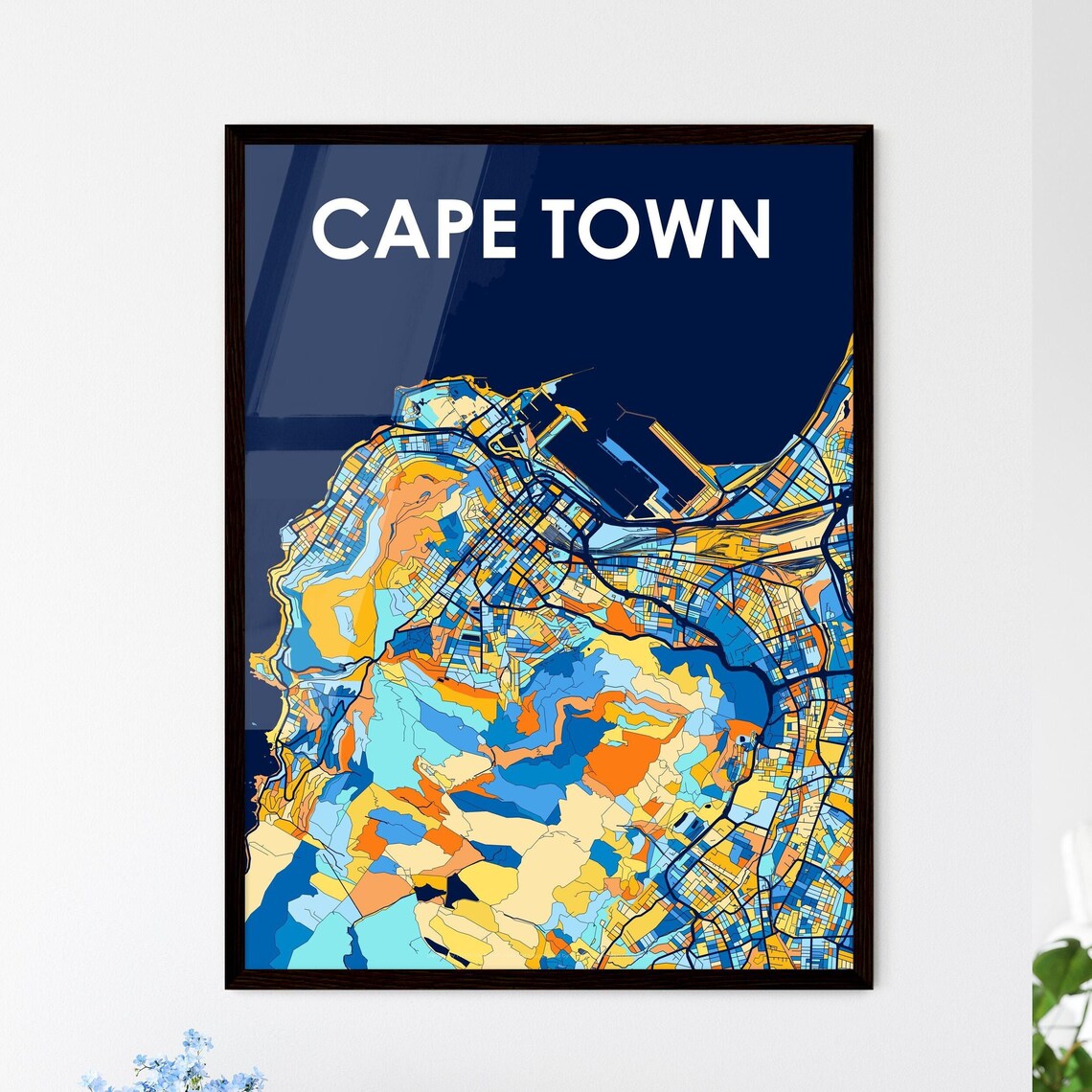 Cape Town South Africa Colorful Coastal City Street Map Poster Art