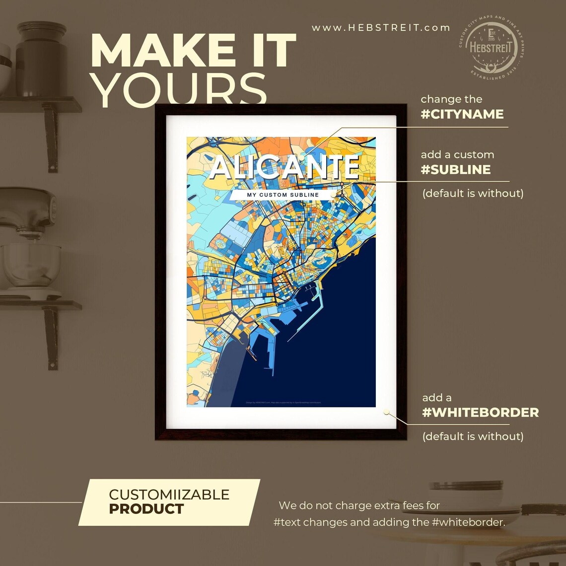 Alicante Spain Coastal City Map Art Poster Bold Navy Blue Street Style - Image 2