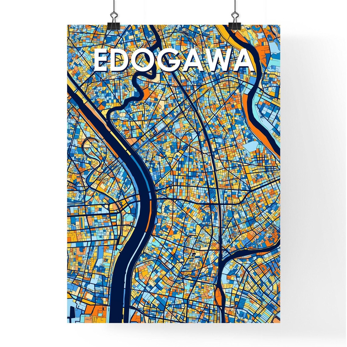 Edogawa Tokyo Japan Colorful Modern City Street Map Travel Decor Poster - Image 4