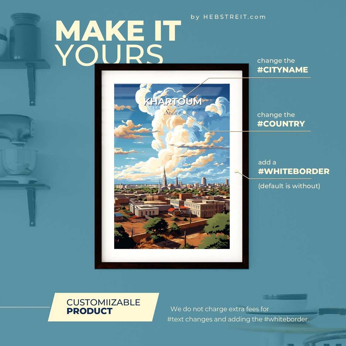 Khartoum Sudan City Skyline Minaret Cloudy Sky Travel Poster - Image 2