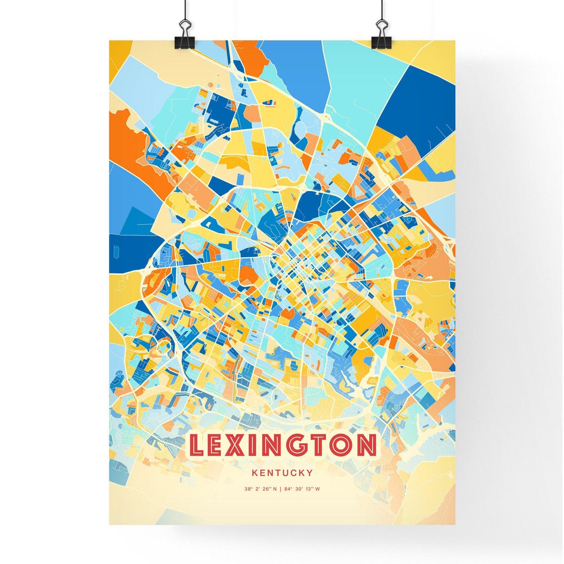 Lexington Kentucky Colorful City Map Art Coordinates Modern Poster - Image 3