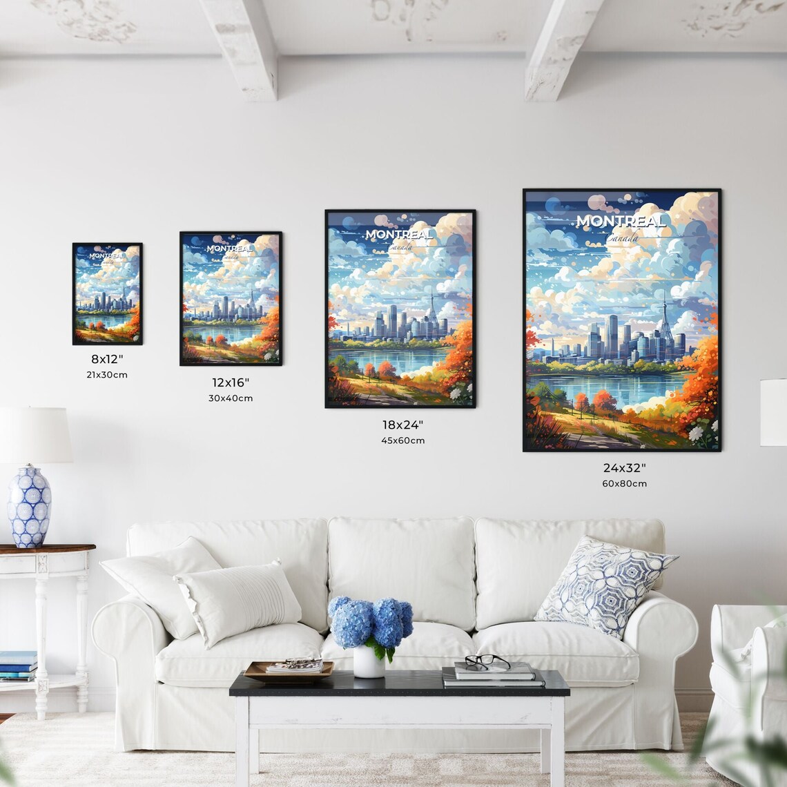 Montreal Canada Skyline Poster Autumn Lakefront Travel Scenic Decor Art - Image 3