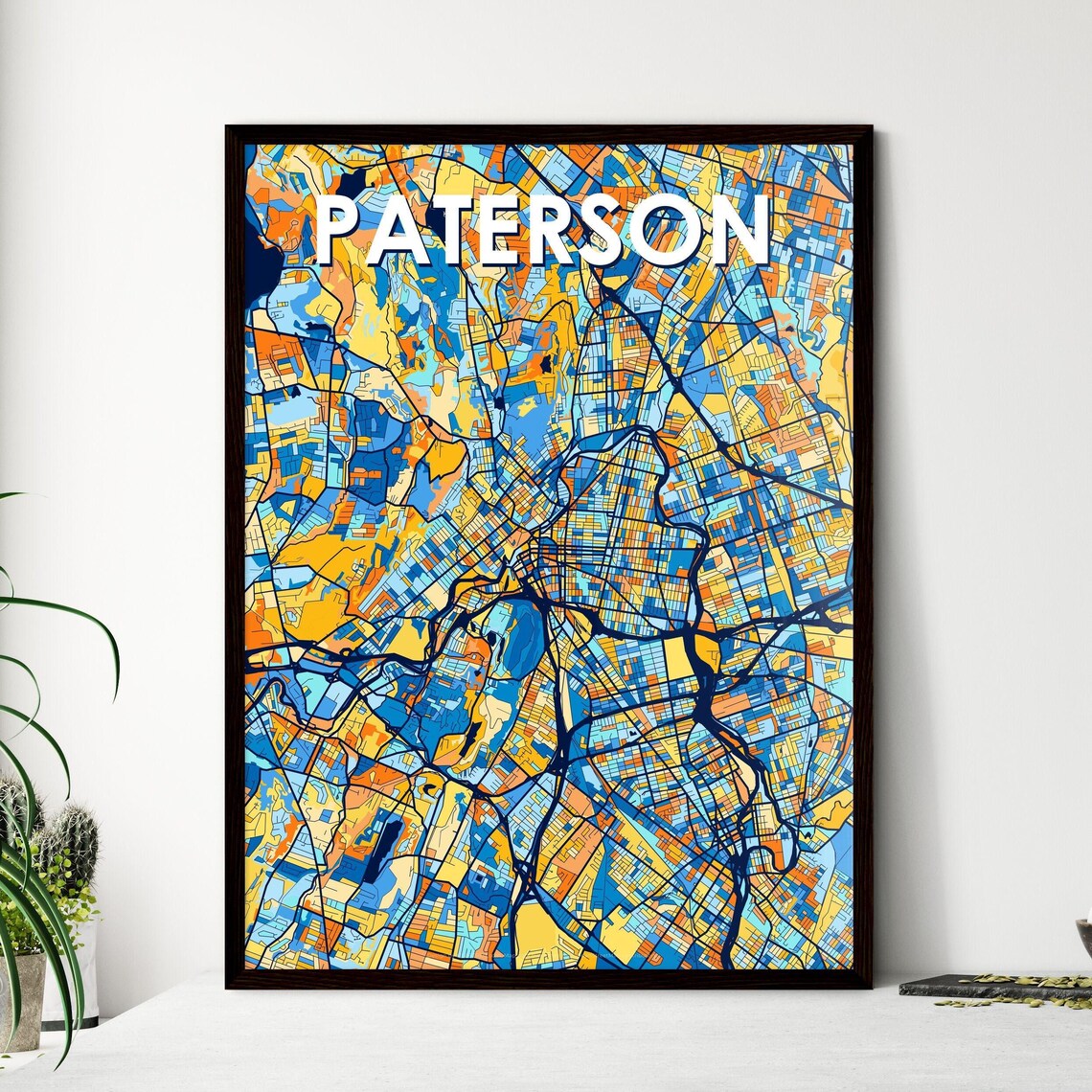 Paterson Vibrant Geometric Mosaic City Street Map Art Poster