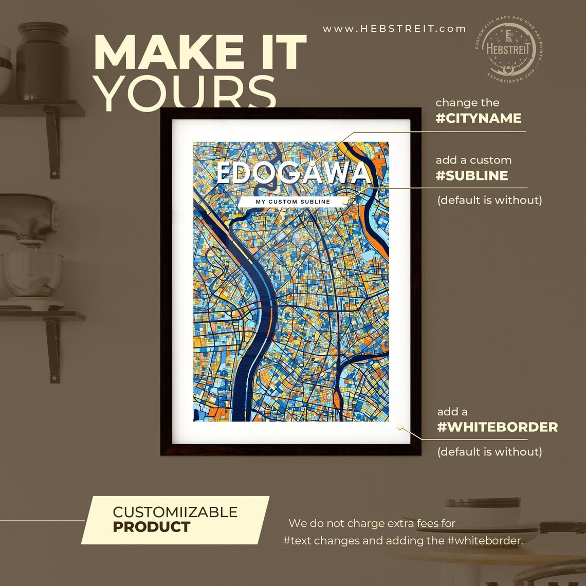 Edogawa Tokyo Japan Colorful Modern City Street Map Travel Decor Poster - Image 2