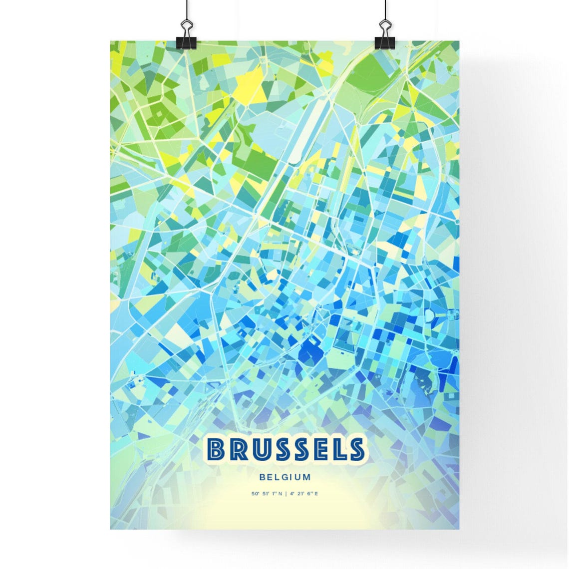 Brussels Belgium Customizable City Map Poster For Home Wall Decor - Image 2