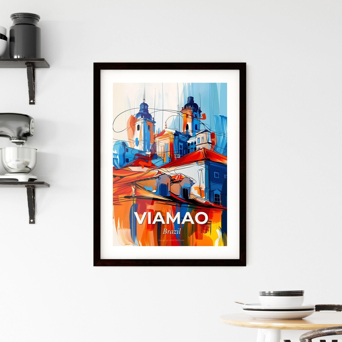 Viamao Brazil Vibrant Watercolor Old Town City Travel Poster - Image 2