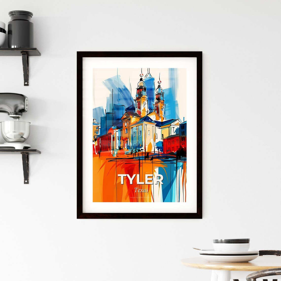 Tyler Texas Colorful Abstract Downtown Church Towers Skyline Poster - Image 2