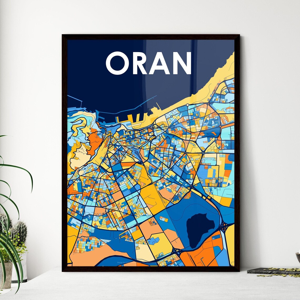 Oran Algeria Colorful Modern City Map Abstract Art Travel Poster