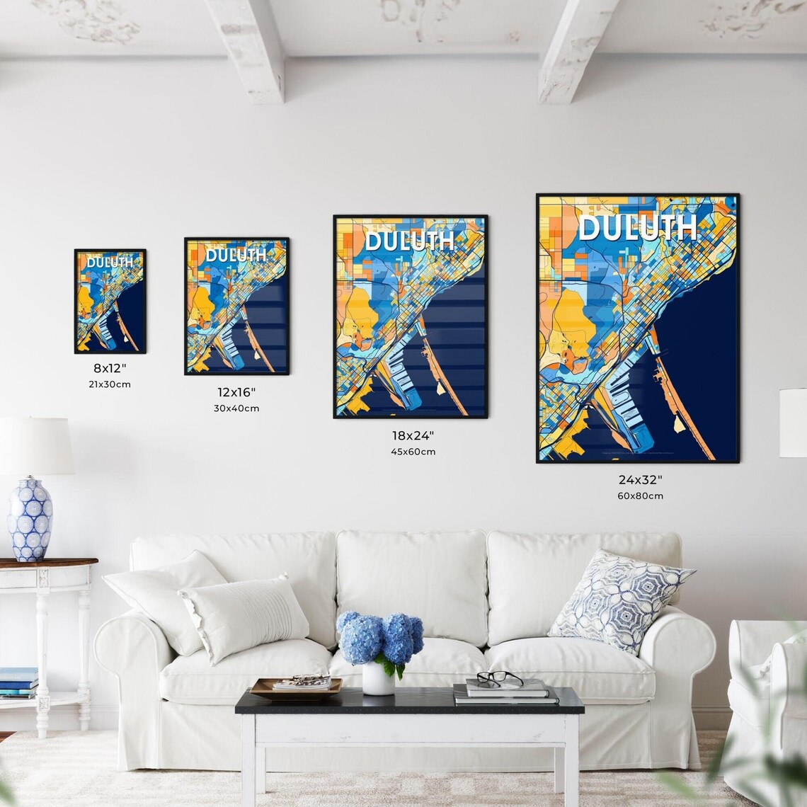 Duluth Minnesota Colorful Geometric City Street Map Art Poster - Image 3