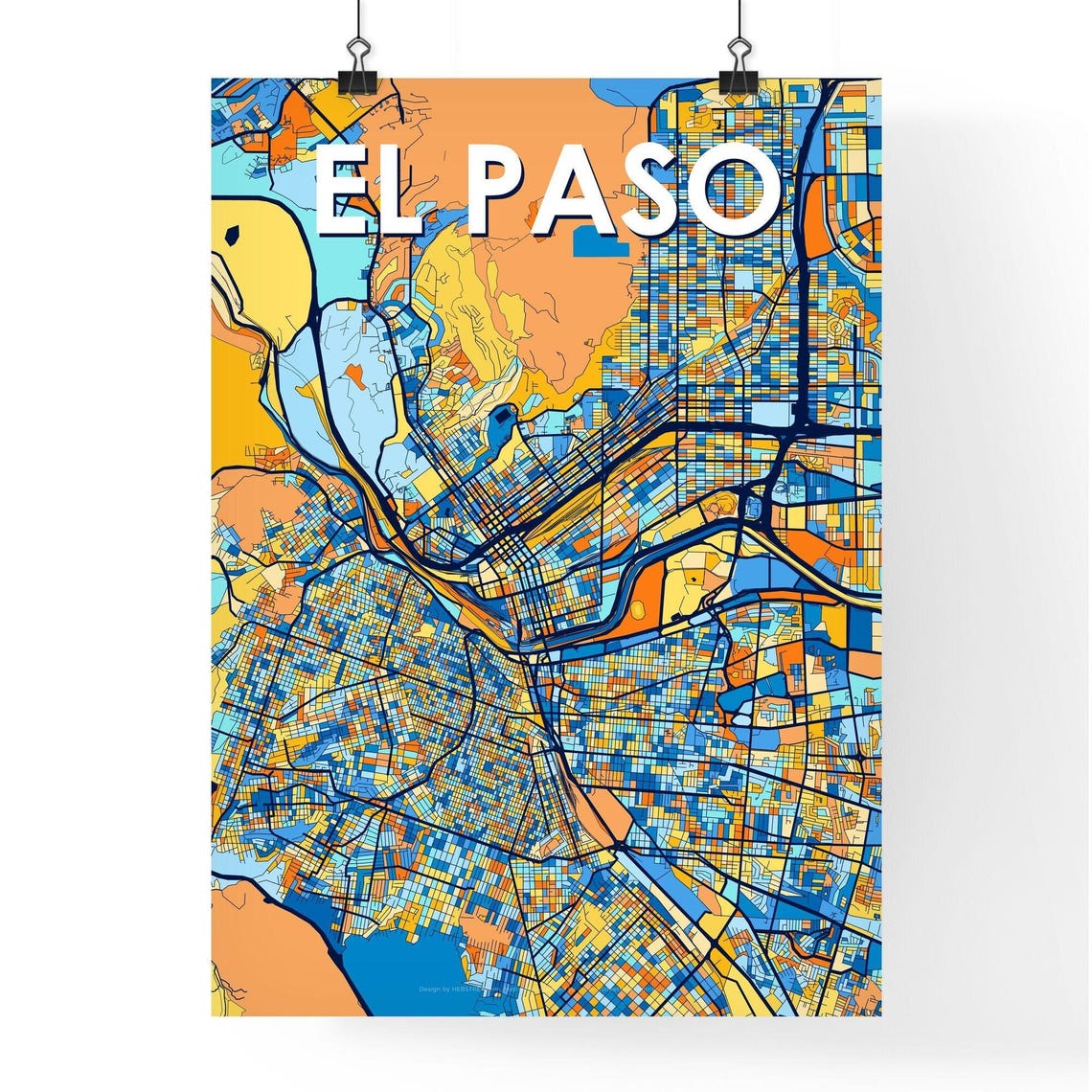 El Paso Texas Colorful Street Map Art Home Decor Gift Poster - Image 4