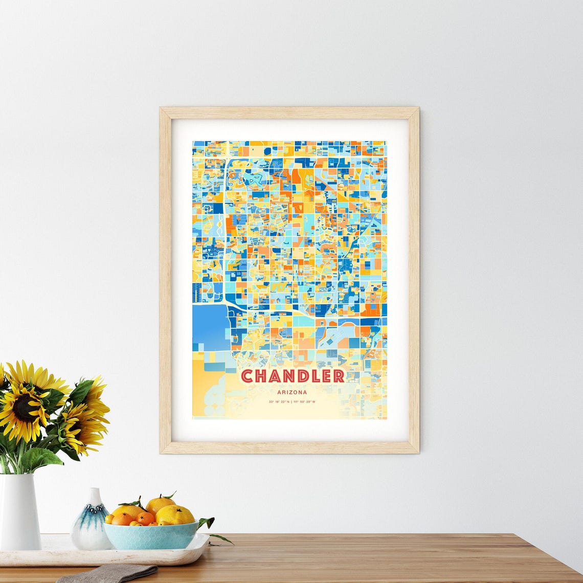 Chandler Arizona Colorful City Street Map Coordinates Poster - Image 2