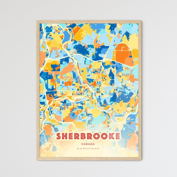 Sherbrooke Canada Colorful City Street Map Coordinates Poster