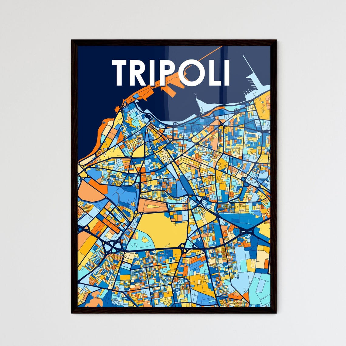 Tripoli Libya Vibrant Colorful City Map Art Print Home Decor