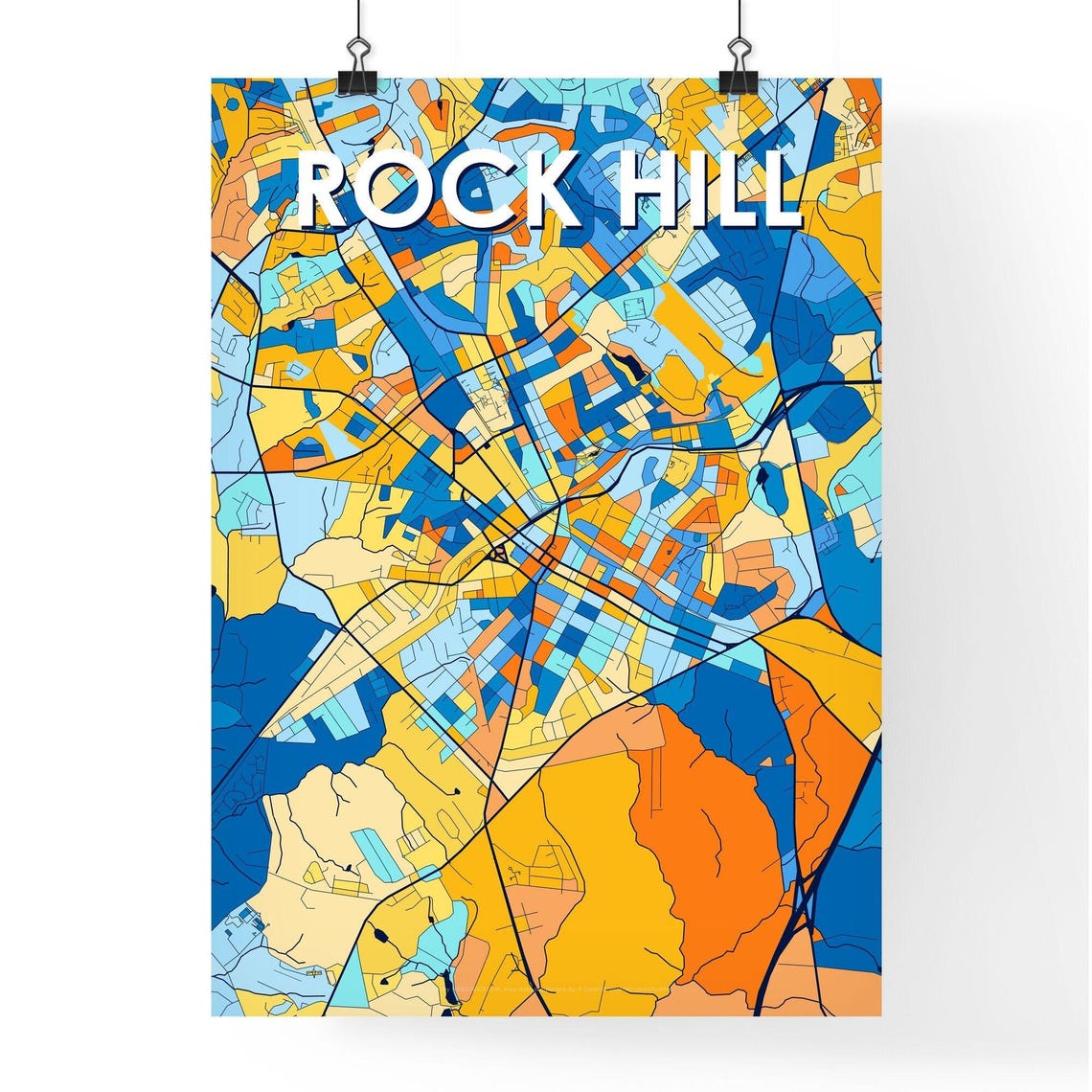 Rock Hill South Carolina City Map Poster Colorful Home Wall Decor - Image 4