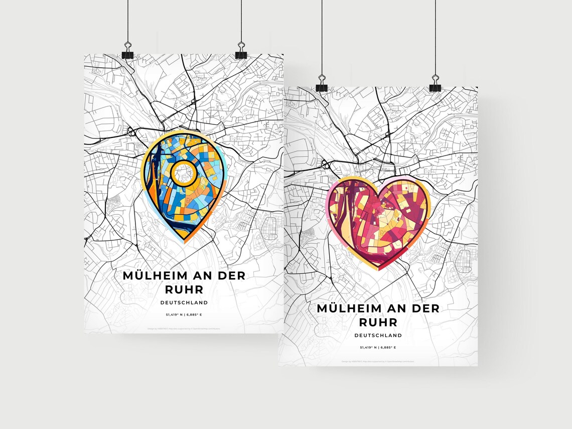 Mülheim an der Ruhr Germany Where It All Began Heart Map Coordinates Poster - Image 2
