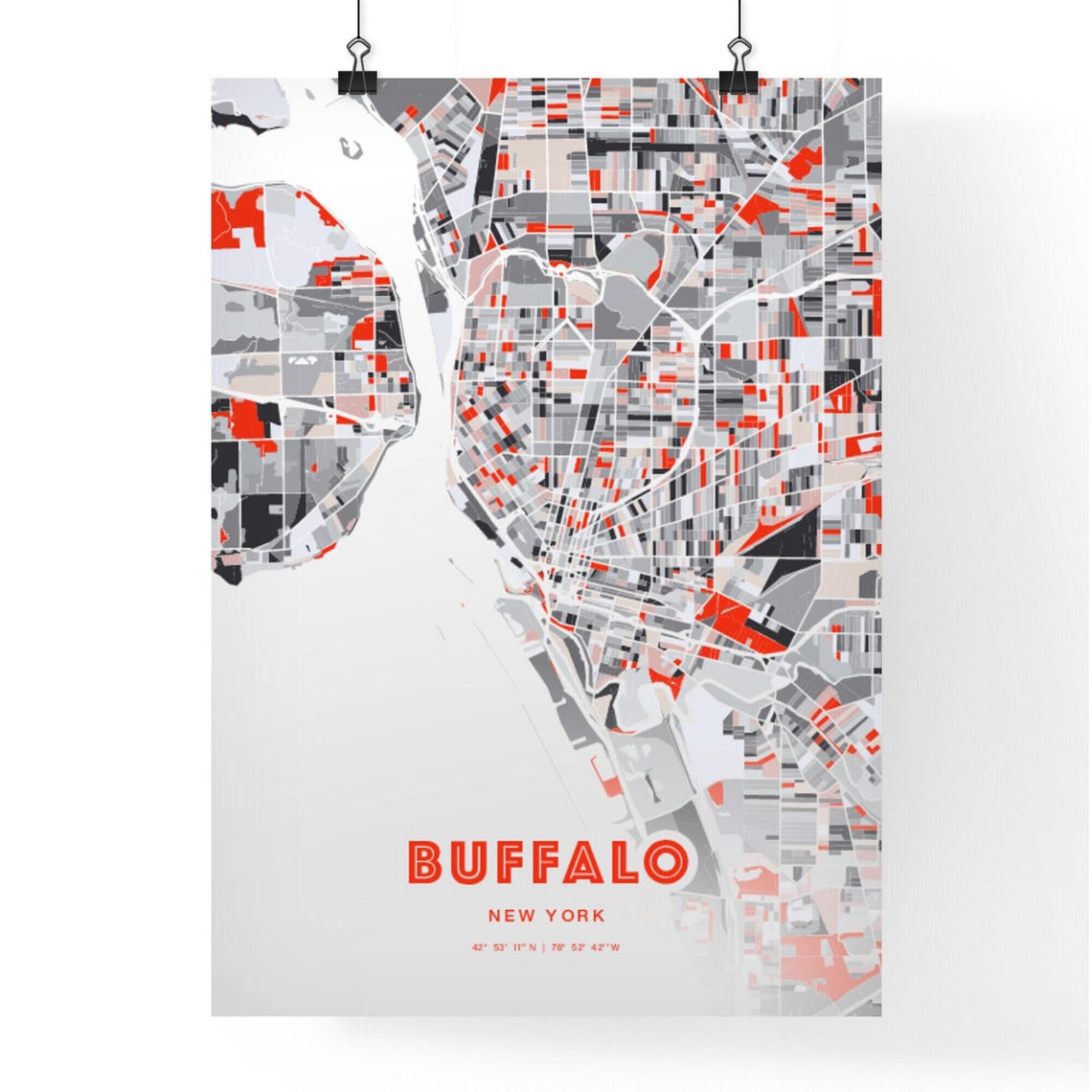 Buffalo Ny Map Poster Modern Expressive Art Customizable Poster Print Unique Wall Decor Personalized Gift - Image 3