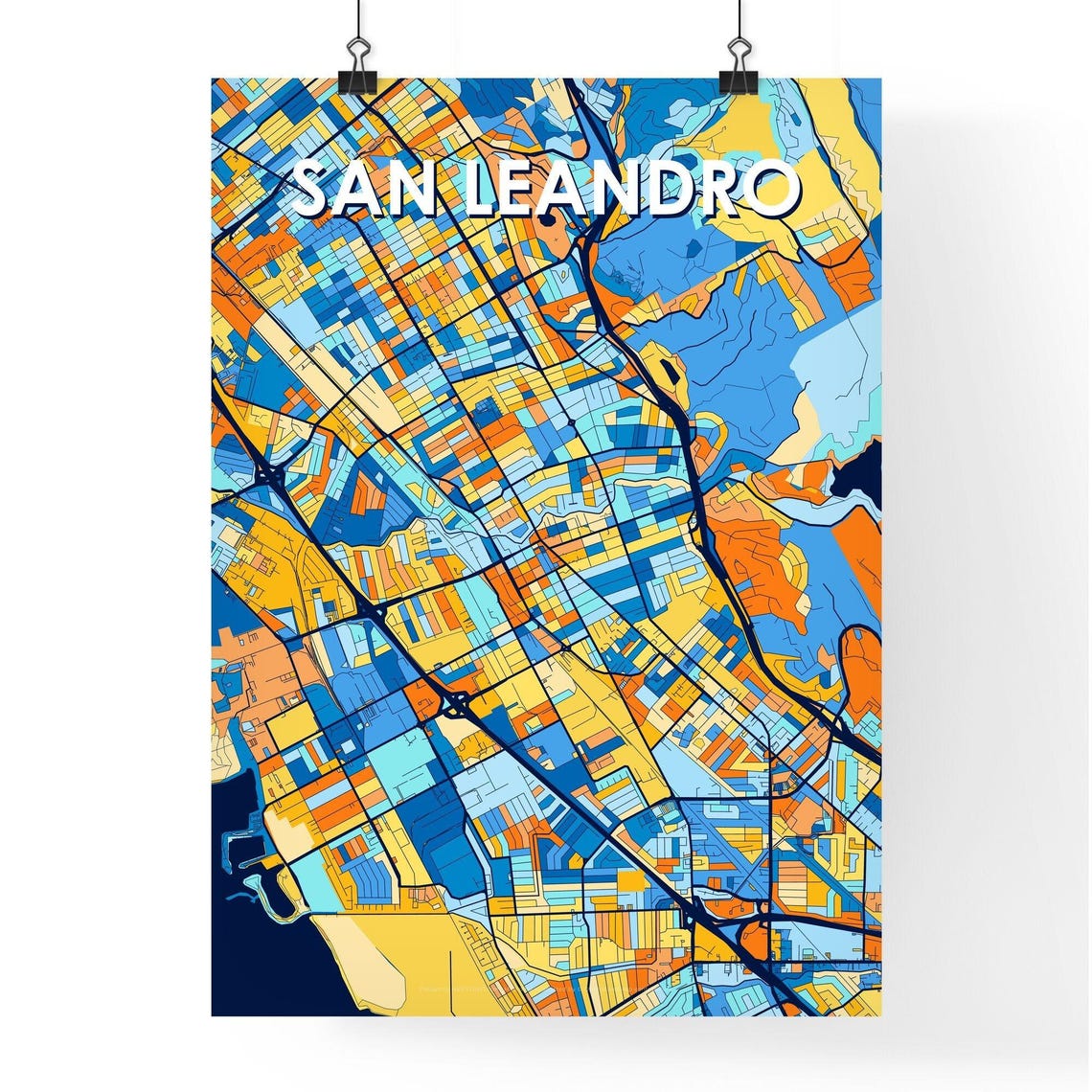 San Leandro California City Map Poster Colorful Modern Wall Decor - Image 4